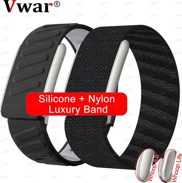 VWAR SuperKnit Nylonband SportFlex Silikonarmband für Whoop 5.0 und Whoop One in Weiß, wasserdicht und schweißfest - Bild 1