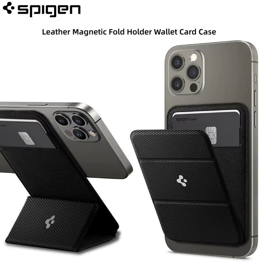 Spigen Magnetische Faltbare Leder Brieftasche und Kartenetui mit MagSafe Kartenständer Kickstand für iPhone 11 bis iPhone 17 Pro Max in Schwarz oder Blau - Bild 2