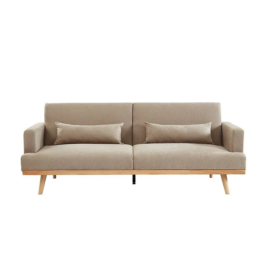 Schlafsofa Esme von Vente-unique in Beige mit Stoffbezug und Armlehnen, Breite: 216 cm - Bild 2