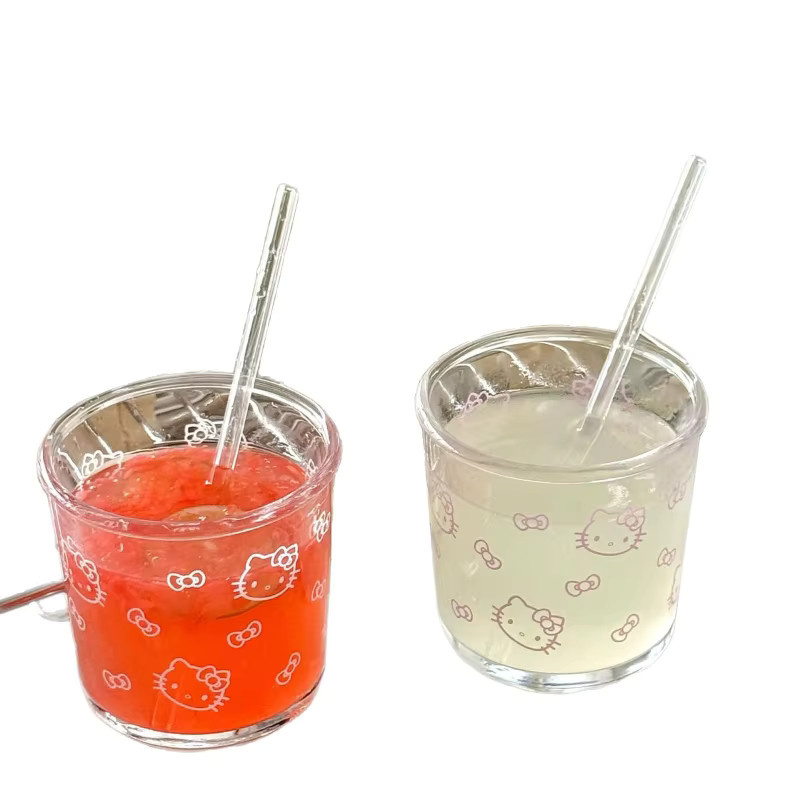 Keeppley Hello Kitty Glasbecher Tumbler in Transparent und Weiß für Kaffee, Milch oder Saft - Bild 2