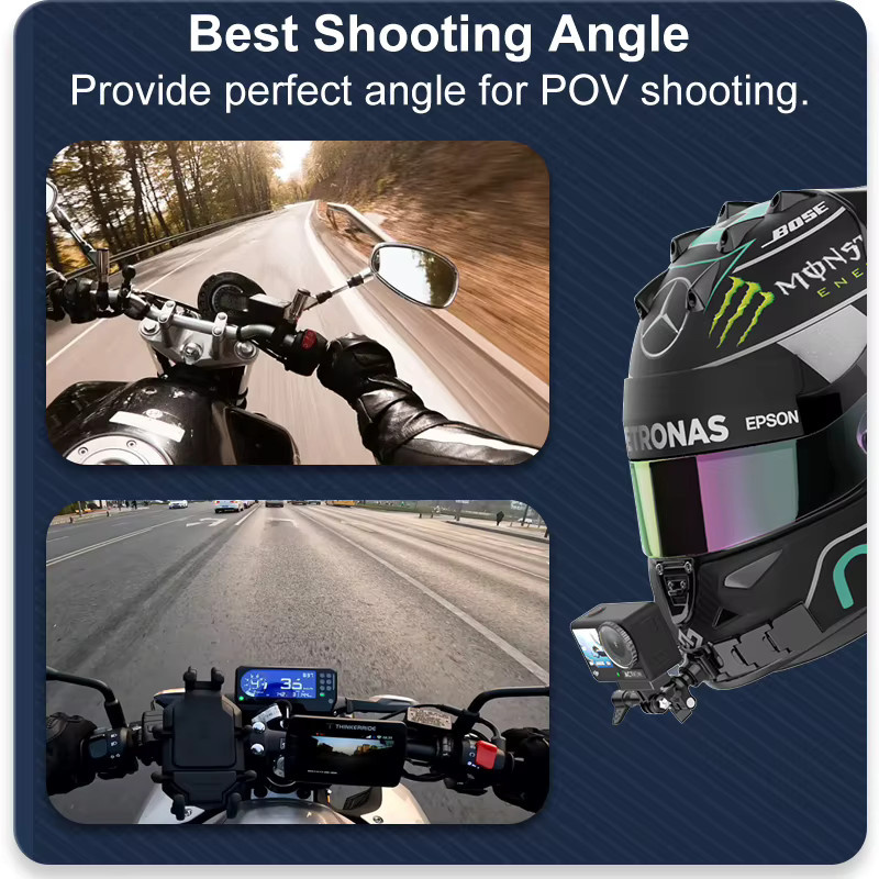 Faltbare Kinnhalterung für Motorrad-Integralhelme als GoPro Hero 12 11 10 9 DJI Yi Kamerazubehör in Schwarz - Bild 4