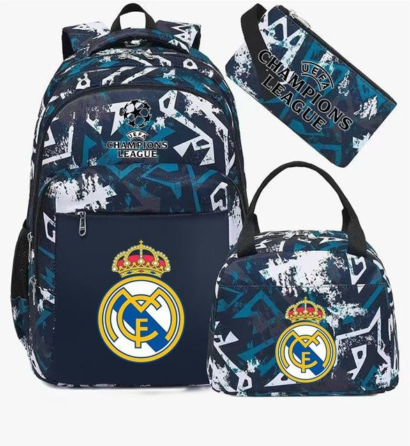 3-teiliges Schulrucksack-Set in Blau aus Oxford-Stoff mit großem Fassungsvermögen inklusive Federmäppchen und Schultergurt - Bild 1