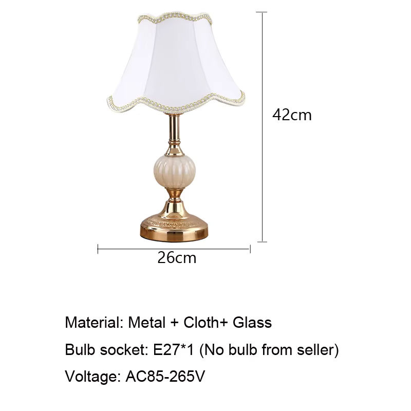 Ynhaw Tischlampe im modernen Retro-Design aus Glas, Eisen und Stoff in Gold/Messing mit weißem Schirm - Bild 2