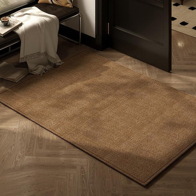 Deluxe Sense Light Retro Fußmatte Grün/Braun, rutschfeste Eingangstürmatte aus Polyester und Jute, B/B: 120 x 140 cm - Bild 1
