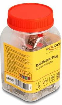 Delock 100er Set RJ45 Modulare Stecker Cat.6A für Slim und Flachbandkabel Weiß - Bild 1