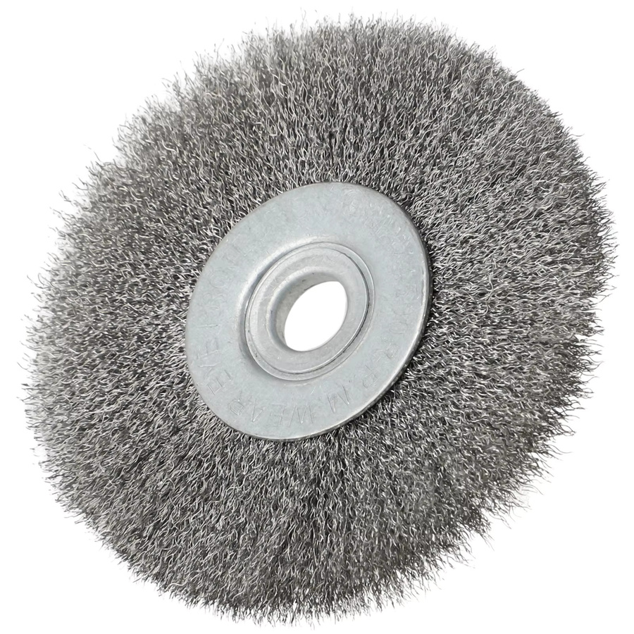 Vibratite Flache Stahldraht-Radbürste aus Edelstahl in Silber, Durchmesser: 100 mm, Drahtstärke: 0,15 mm, ideal zum Polieren und Entrosten von Metall und Holz für den Winkelschleifer - Bild 5
