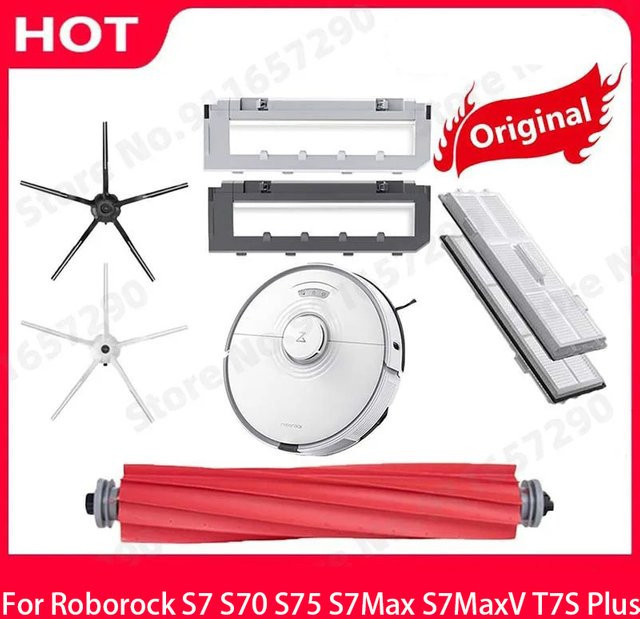 Roborock Zubehör-Set für S7, S7Max, S7MaxV und T7S Plus mit Waschbarem Hepa-Filter, Wischtuch, Seitenbürsten und Hauptbürste aus Silikon - Bild 1