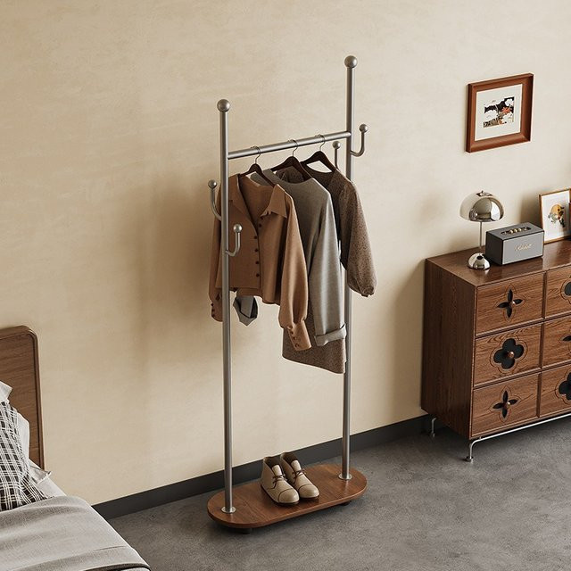 LIUSHADUOLA Garderobe im antiken Stil aus Massivholz und Metall, silberfarben, H x B x T: 170 x 60 x 60 cm - Bild 1