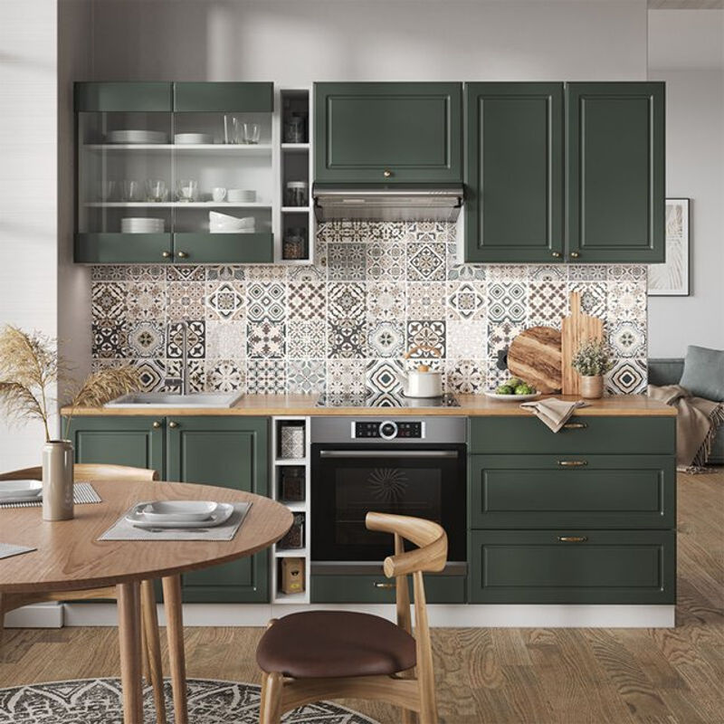Vicco Küchenzeile Fame-Line Landhausstil in Weiß Grün Gold mit Breite: 235 cm - Bild 2