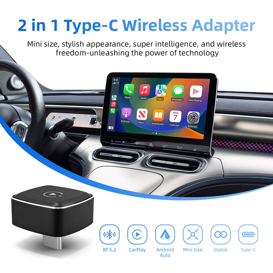 ANYFAR Wireless CarPlay und Android Auto Dongle in Schwarz mit USB-C Anschluss für iPhone und Android - Bild 3