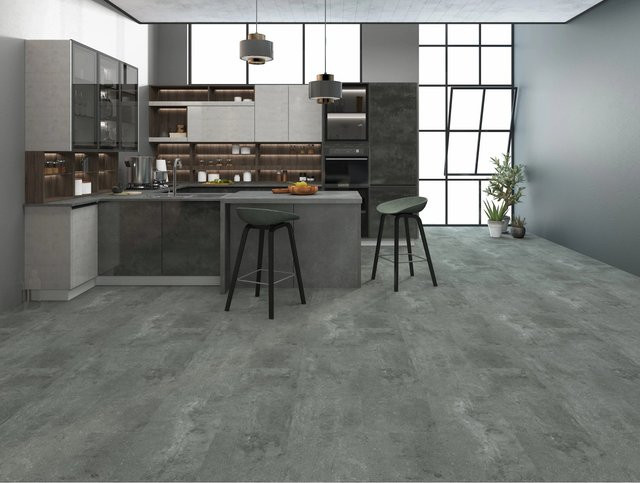 Decoflooring Click-Vinylboden Garda in Grau mit Fliesenoptik und Trittschalldämmung - Bild 1