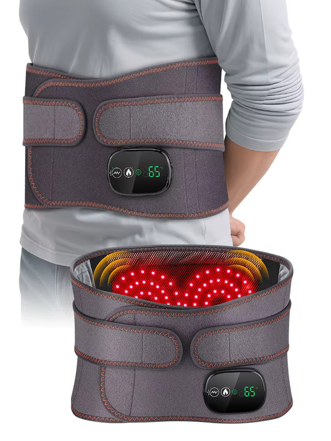 Massage-Gürtel mit Vibrationsfunktion und Rotlicht-Wärmekompresse zur Lendenwirbelunterstützung in Grau - Bild 7