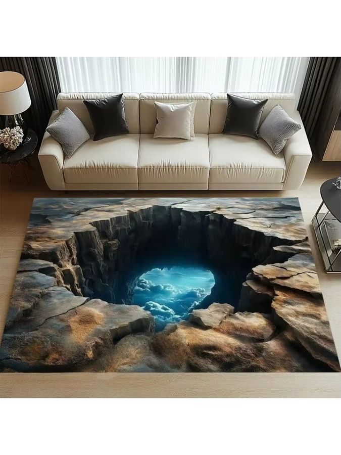 Dashuikeng 3D Visueller Streich Teppich Anti Slip Dekorationsmatte für Wohnzimmer und Schlafzimmer - Bild 2