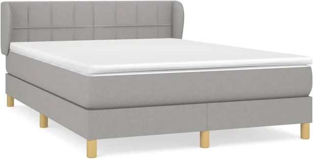 vidaXL Boxspringbett Hybrid mit Matratze und Taschenfederkern, Hellgrau, B/T/H: 140 x 190 cm - Bild 1