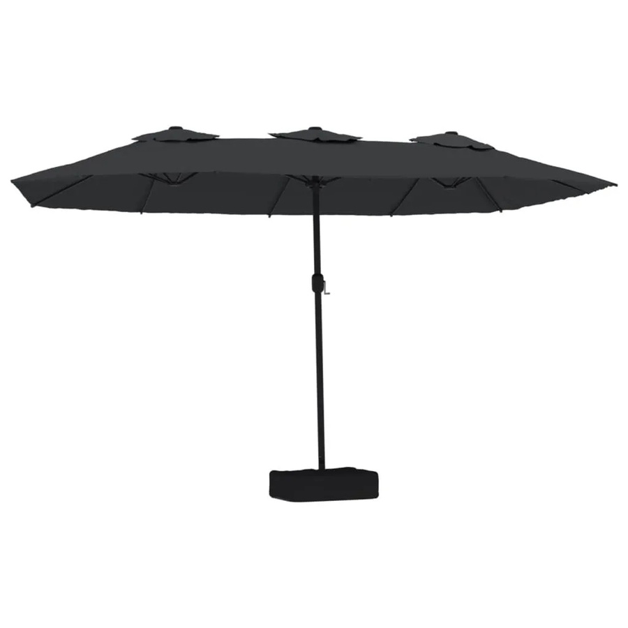 vidaXL Doppel-Sonnenschirm mit Standfuß in Schwarz, B: 449 cm, H: 265 cm - Bild 2