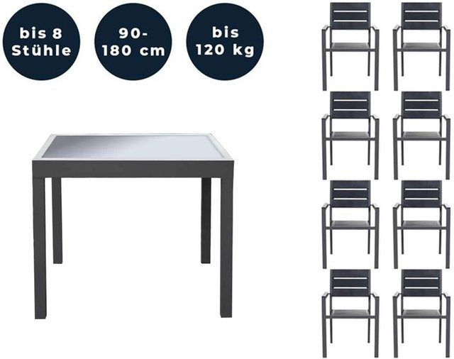 HOME DELUXE Garten-Sitzgruppe VERANO MADERA aus Holz mit 4 Stühlen, ausziehbar, B/T/H: 180 x 90 x 90 cm - Bild 1