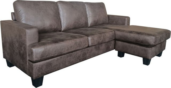 Happy Home Ecksofa in Vintage Optik aus Lederoptik in Braun, B/T/H: 218 x 141 x 85 cm