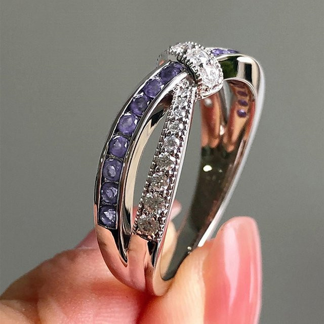 Huitan Ring, Lila Zirkonia, Silber, Damen - Bild 1