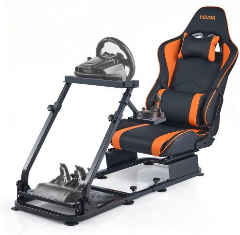 VEVOR Racing Wheel Stand Simulator Cockpit in Schwarz mit Dual-Rail und Dual-Arm für Logitech G25, G27, G29, G920, G923 sowie Thrustmaster T300RS, TX, F458, T500RS und CSR Pedals - Bild 1