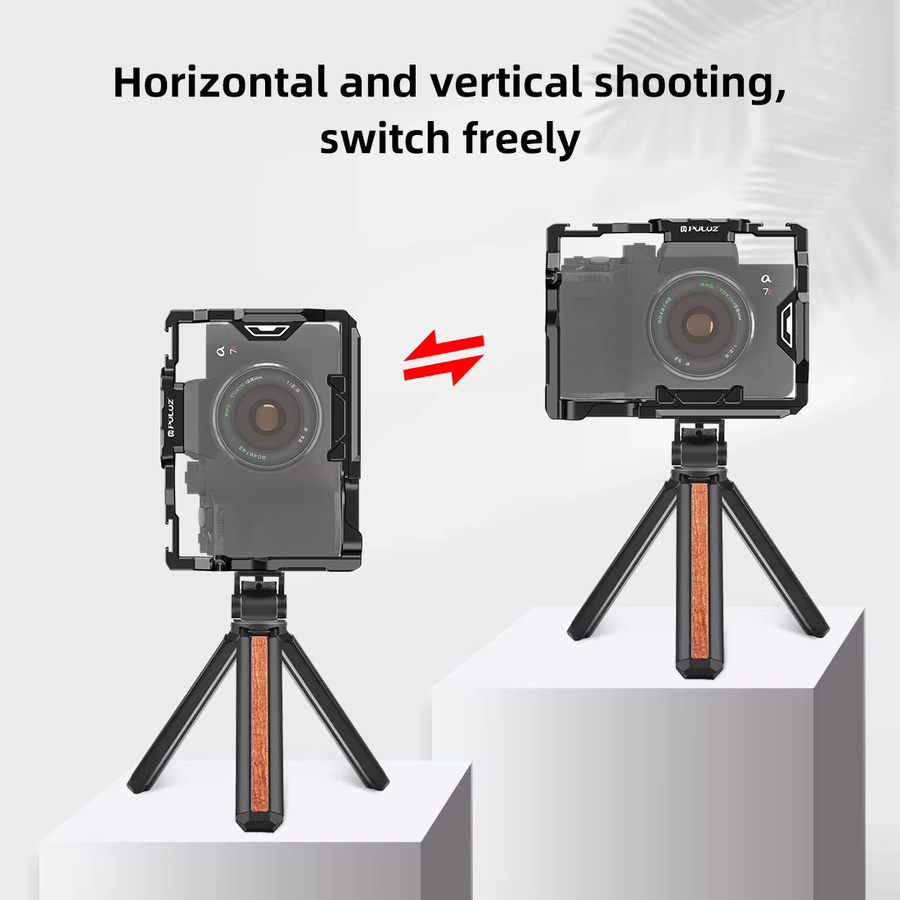 PULUZ Metall Kamera Käfig Stabilisator Rig aus Aluminium Legierung für Sony A7 IV ILCE-7M4 A7M4 A7M3 A7R3 A7R III A7R5 in Schwarz - Bild 4