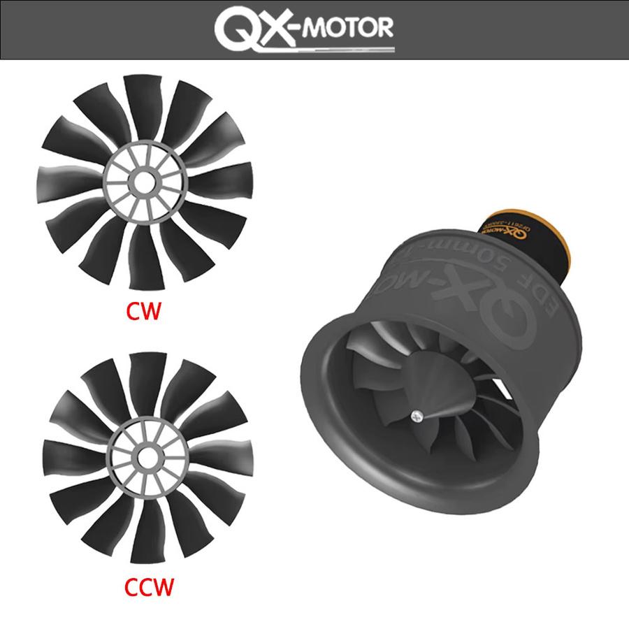 QX-MOTOR 50 mm 12-Blatt-EDF-Set, bürstenloser Motor, Metall, Schwarz - Bild 4