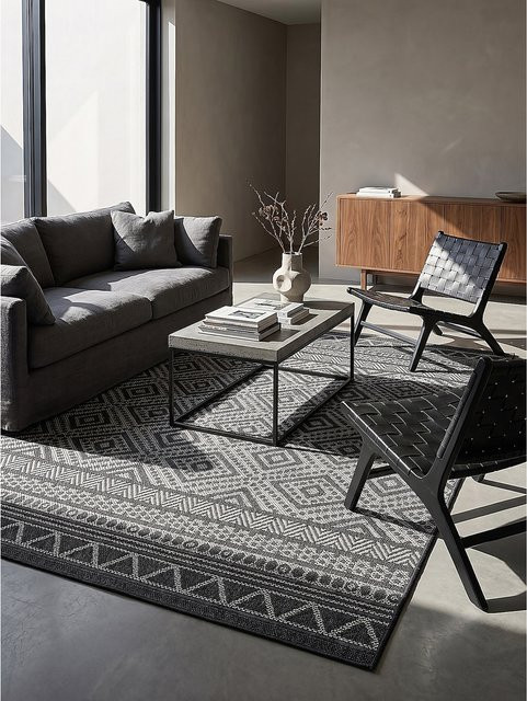 ESERA Kadima Flachgewebe-Teppich aus Polypropylen in Anthrazit, B: 160 cm, L: 220 cm - Bild 1