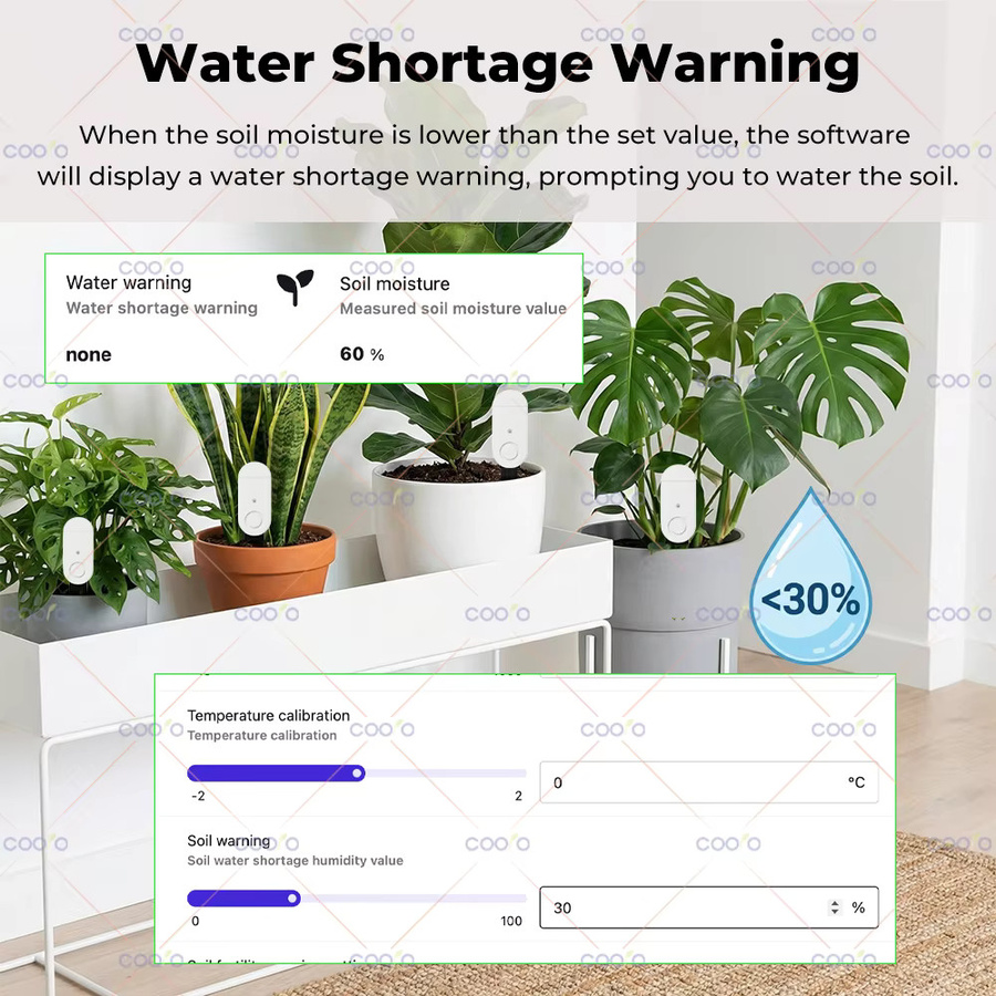 Coolo Zigbee 3.0 5-in-1 Bodentester in Weiß zur Messung von Bodenfeuchtigkeit, Temperatur, Fruchtbarkeit und Beleuchtungsstärke für Haus- und Gartenpflanzen - Bild 5