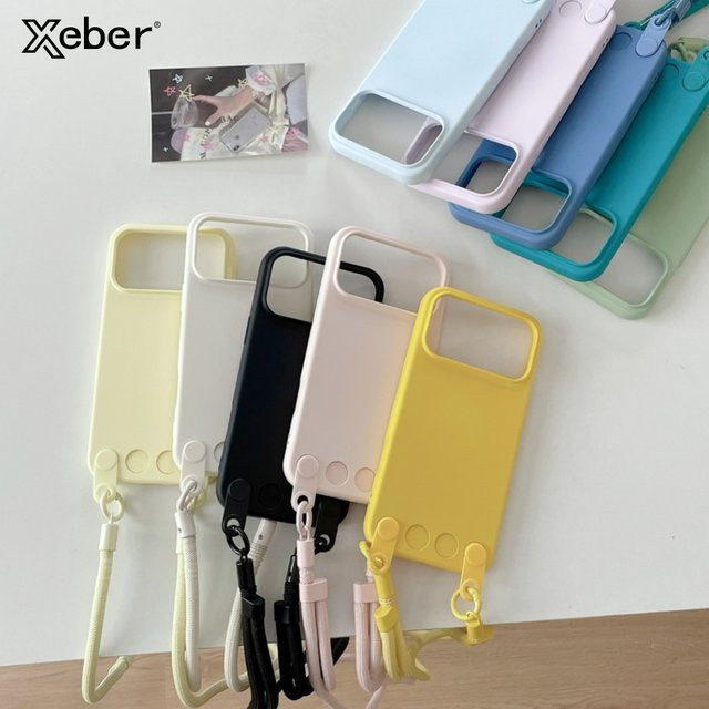 Apple Silikon-Case mit Lanyard für iPhone 17 Pro Max 16 15 14 13 in Gelb - Bild 1