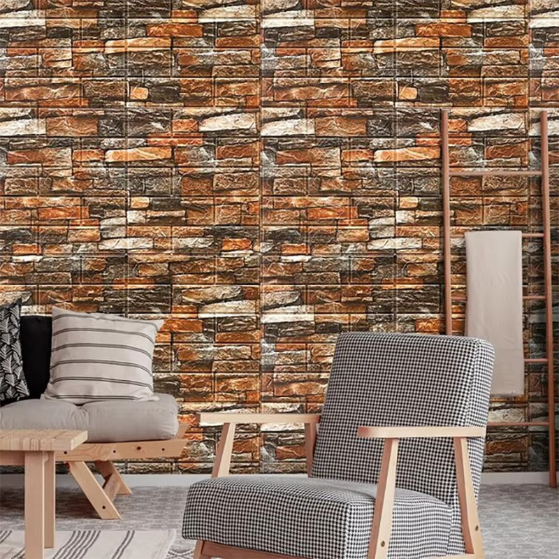 Selbstklebende 3D-Faux-Ziegel Tapete für Wandhintergrund und DIY-Dekoration, Breite: 70 cm, Höhe: 100 cm - Bild 3