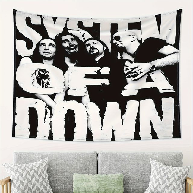 VIKAMA Nu Metal Band Wandteppich als textile Wanddekoration für dein Musikstudio oder deine Bar, Breite: 60 cm, Höhe: 40 cm - Bild 1