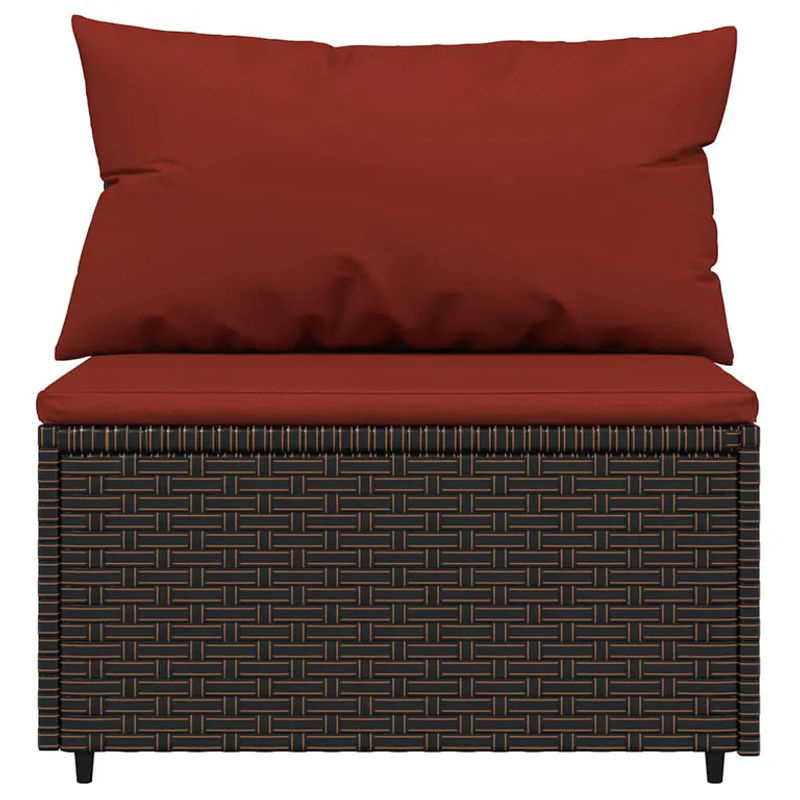 Vidaxl Set aus 2 mittleren Sofamodulen mit Kissen aus Polyrattan in Braun - Bild 5
