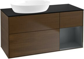 V&B Waschtischunterschrank Finion mit Wandbeleuchtung, Breite: 120 cm, Tiefe: 50,1 cm, Höhe: 50,1 cm, lackiert in Platinblau matt - Bild 1