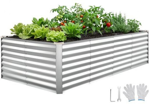 VEVOR Hochbeet aus Metall in Silber, rechteckiges Gartenbeet für Gemüse und Blumen, B/T/H: 240 x 120 x 62 cm - Bild 1