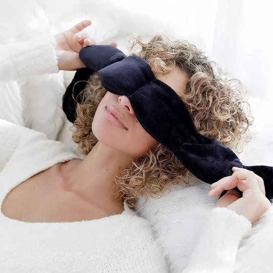EonX Schlafmaske mit Mikroperlenfüllung, schwarz, Unisex - Bild 3