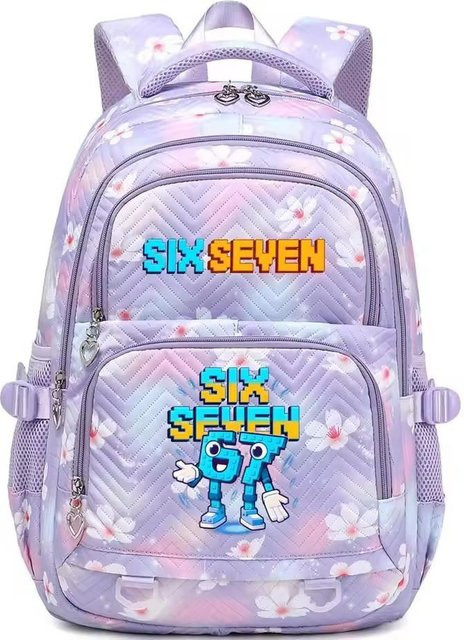 3-teiliges Schulrucksack-Set für Schüler in Lila aus Oxford-Stoff mit Schultasche, Schultergurt und Federmäppchen - Bild 1