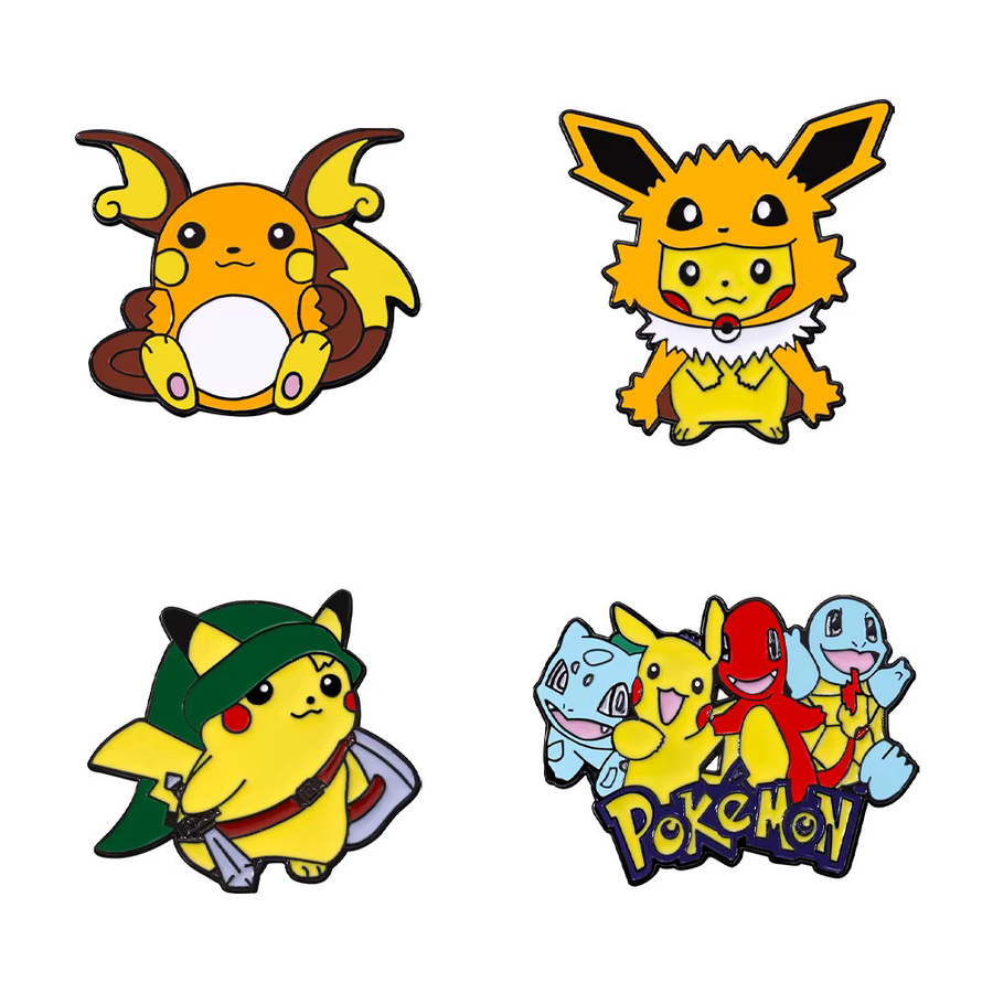 Potdemiel Emaille-Pins-Set, 4-teilig, Pikachu Cosplay, Unisex - Bild 2