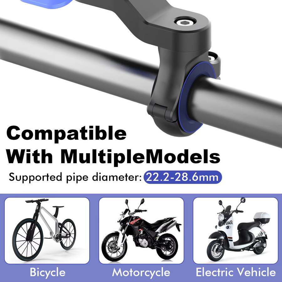 Motorrad-Telefonhalterung mit Vibrationsdämpfer und Schnellwechselbefestigung in Blau - Bild 5