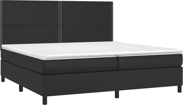 vidaXL Boxspringbett mit Matratze in Schwarz aus Kunstleder mit LED-Unterbettbeleuchtung und USB-Ladeanschluss, B/T/H: 200 x 200 x 118 cm - Bild 1
