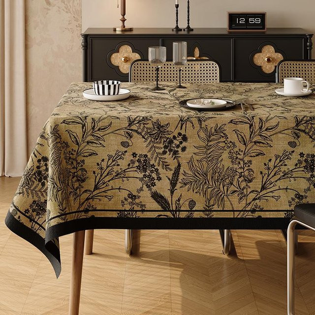 Wasserdichte und fleckenabweisende Leinen-Tischdecke von JMG Household Supplies mit Blumendruck in Beige, Rechteckig, Breite: 60 cm, Tiefe: 60 cm - Bild 1