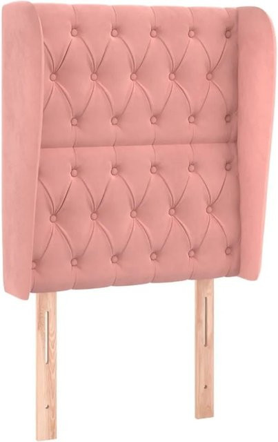 vidaXL Kopfteil mit Ohren in Rosa aus Samt, B/T/H: 83 x 23 x 118/128 cm - Bild 1