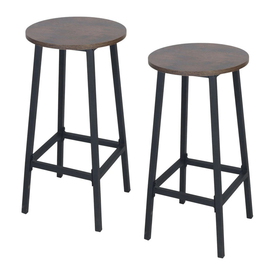 Relaxdays Barhocker 2er Set aus MDF und Eisen in Braun und Schwarz mit Fußablage, Höhe: 65 cm, Breite: 32 cm - Bild 2