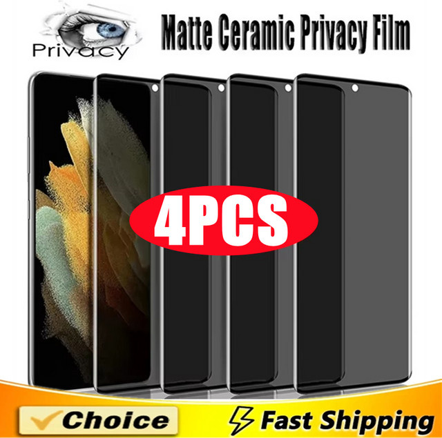 4er-Pack Matte Keramik Privatsphäre Displayschutzfolie Anti-Spy für Samsung Galaxy S24 S23 S22 S21 S20 Ultra, Note 20, Note 10, S10 Plus, S9, S8 - Bild 1