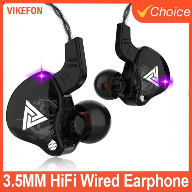 QKZ AK6 In-Ear Kopfhörer mit Mikrofon, HiFi Musik Ohrhörer mit Kupfertreiber und Bass Stereo, Schwarz, 3,5 mm Klinke - Bild 1