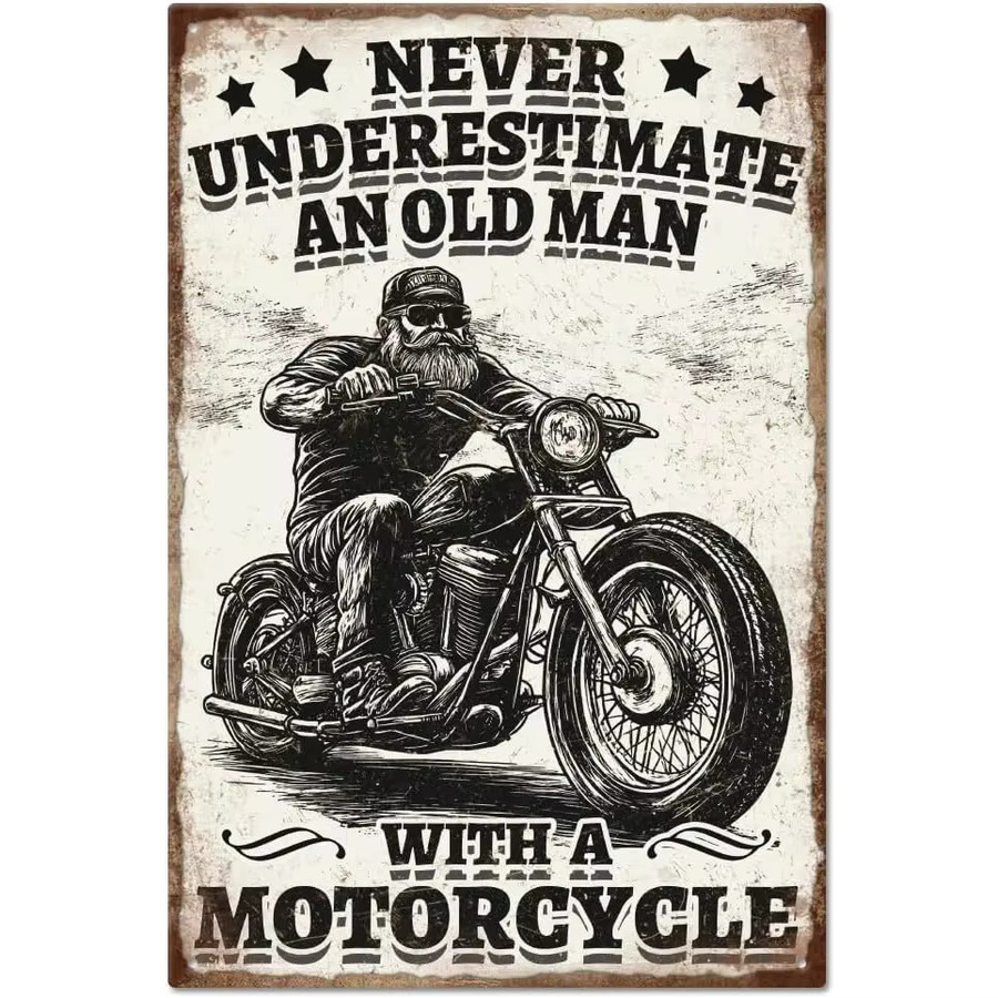 GLOBLELAND Vintage-Motorrad-Metallblechschild Kunstplakette B: 30 cm, H: 20 cm, Mehrfarbig - Bild 2