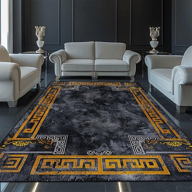 Luxuriöser Teppich HGHT in Gold, rutschfest und waschbar, B/T: 200 x 230 cm - Bild 1