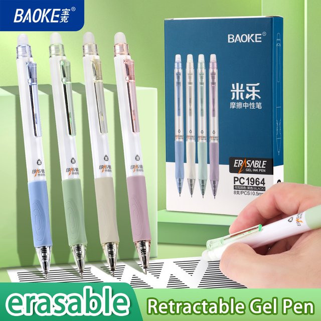 BAOKE PC1964 Löschbarer Gelstift mit 0,5 mm ST-Spitze, nachfüllbar, Farbe: Schwarz mit blauer Tinte - Bild 1