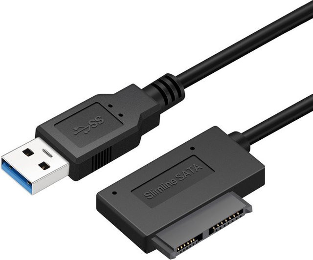Oullx SATA zu USB 3.0 Adapterkabel für optische Laptop-Laufwerke CD/DVD-ROM Slimline, Schwarz - Bild 1