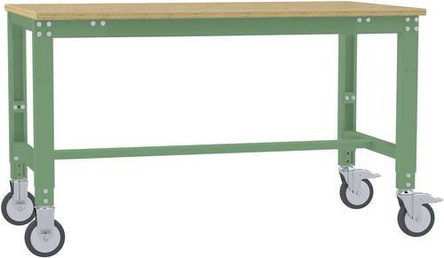 Manuflex AU7345.6011 Universal Arbeitstisch mobil mit Multiplexplatte in Resedagrün, B/T/H: 150 x 60 x 75,2-97,2 cm - Bild 1