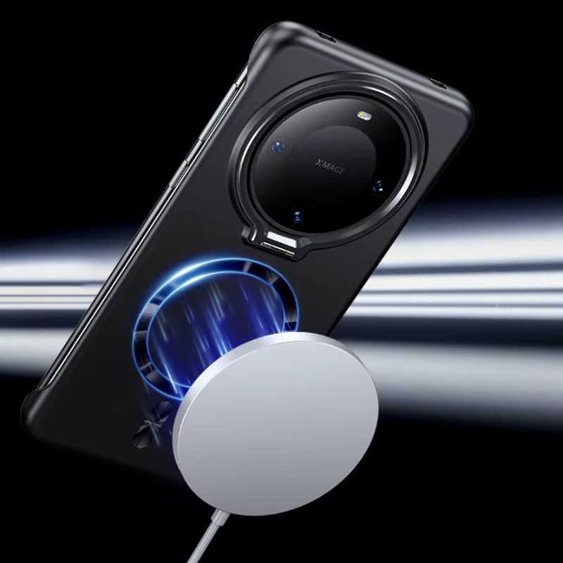 Ultradünne magnetische Armor Frameless Standhülle für Huawei Pura 80 Pura 70 Mate 70 60 Pro Plus kompatibel mit MagSafe in Schwarz - Bild 3