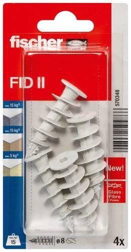 Fischer FID II Dämmstoffdübel in Grau und Weiß, Durchmesser: 8 mm, Länge: 50 mm, 4 Stück - Bild 1